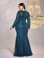 Plus Size Sequin Mesh Stitching Dress