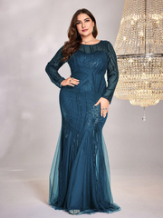 Plus Size Sequin Mesh Stitching Dress
