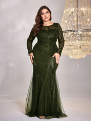 Plus Size Sequin Mesh Stitching Dress
