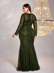 Plus Size Sequin Mesh Stitching Dress
