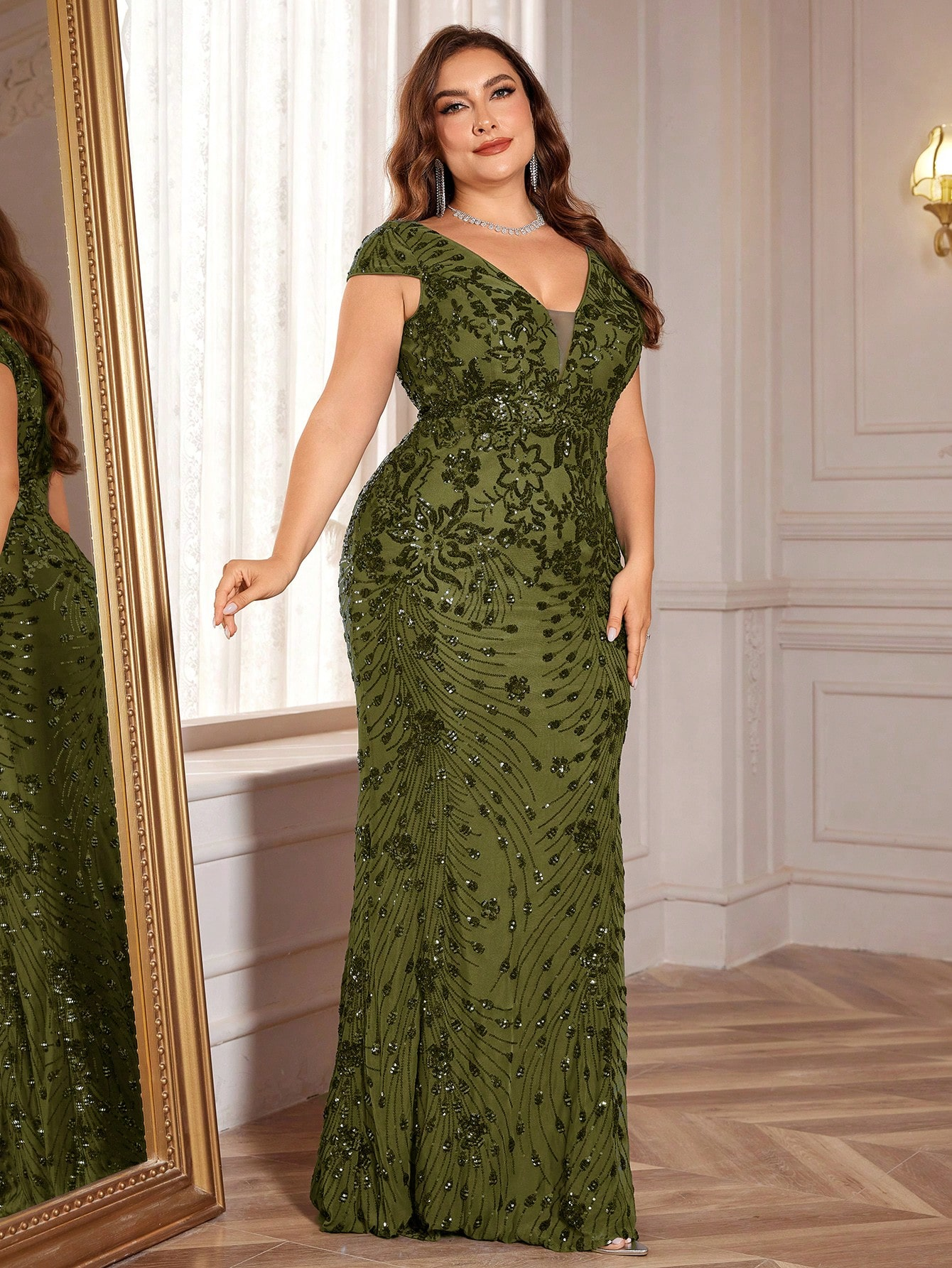 Plus Sequin Decor Mermaid Hem Party Dress | XUIBOL