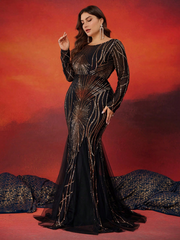 Plus Size Sequin Mesh Stitching Dress