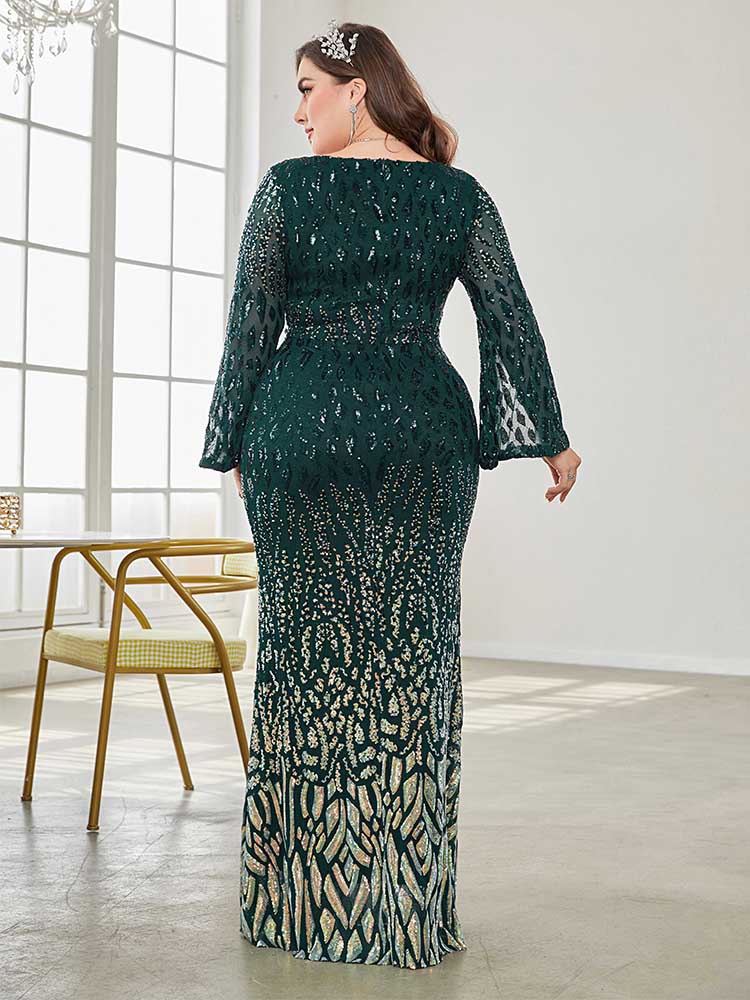 XUIBOL | open-ended sleeves-plus-size-dress-Floral