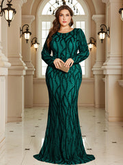 Royal Blue Lace Pocket Plus‑Size Mermaid Evening Dress