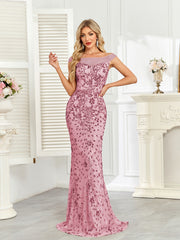 Royal Blue Sequin Off‑Shoulder Mermaid Evening Gown