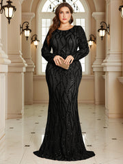 Royal Blue Lace Pocket Plus‑Size Mermaid Evening Dress