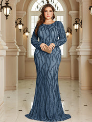 Royal Blue Lace Pocket Plus‑Size Mermaid Evening Dress