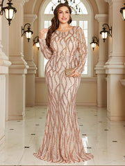 Royal Blue Lace Pocket Plus‑Size Mermaid Evening Dress