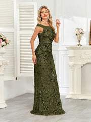 Royal Blue Sequin Off‑Shoulder Mermaid Evening Gown