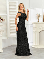 Royal Blue Sequin Off‑Shoulder Mermaid Evening Gown
