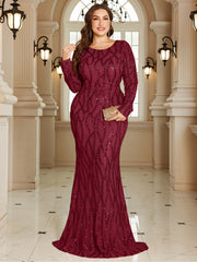 Royal Blue Lace Pocket Plus‑Size Mermaid Evening Dress