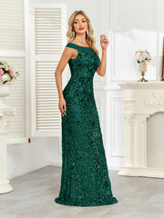 Royal Blue Sequin Off‑Shoulder Mermaid Evening Gown