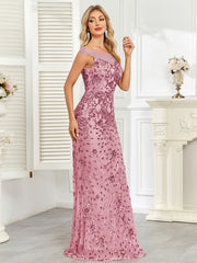 Royal Blue Sequin Off‑Shoulder Mermaid Evening Gown