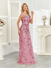 Royal Blue Sequin Off‑Shoulder Mermaid Evening Gown