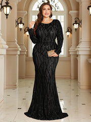 Royal Blue Lace Pocket Plus‑Size Mermaid Evening Dress