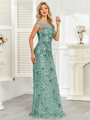 Royal Blue Sequin Off‑Shoulder Mermaid Evening Gown