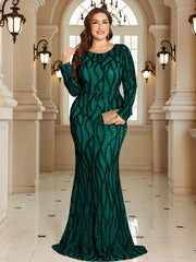 Royal Blue Lace Pocket Plus‑Size Mermaid Evening Dress