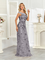 Royal Blue Sequin Off‑Shoulder Mermaid Evening Gown