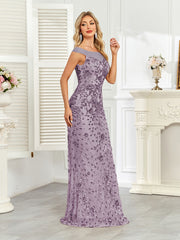 Royal Blue Sequin Off‑Shoulder Mermaid Evening Gown