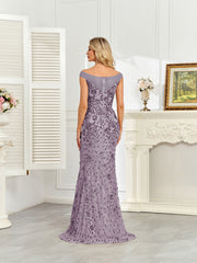 Royal Blue Sequin Off‑Shoulder Mermaid Evening Gown