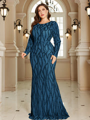 Royal Blue Lace Pocket Plus‑Size Mermaid Evening Dress