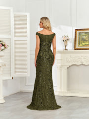 Royal Blue Sequin Off‑Shoulder Mermaid Evening Gown