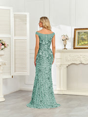 Royal Blue Sequin Off‑Shoulder Mermaid Evening Gown