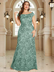 Navy Blue Floral Sequin Off‑Shoulder Sheath Maxi Gown