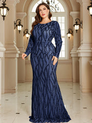Royal Blue Lace Pocket Plus‑Size Mermaid Evening Dress