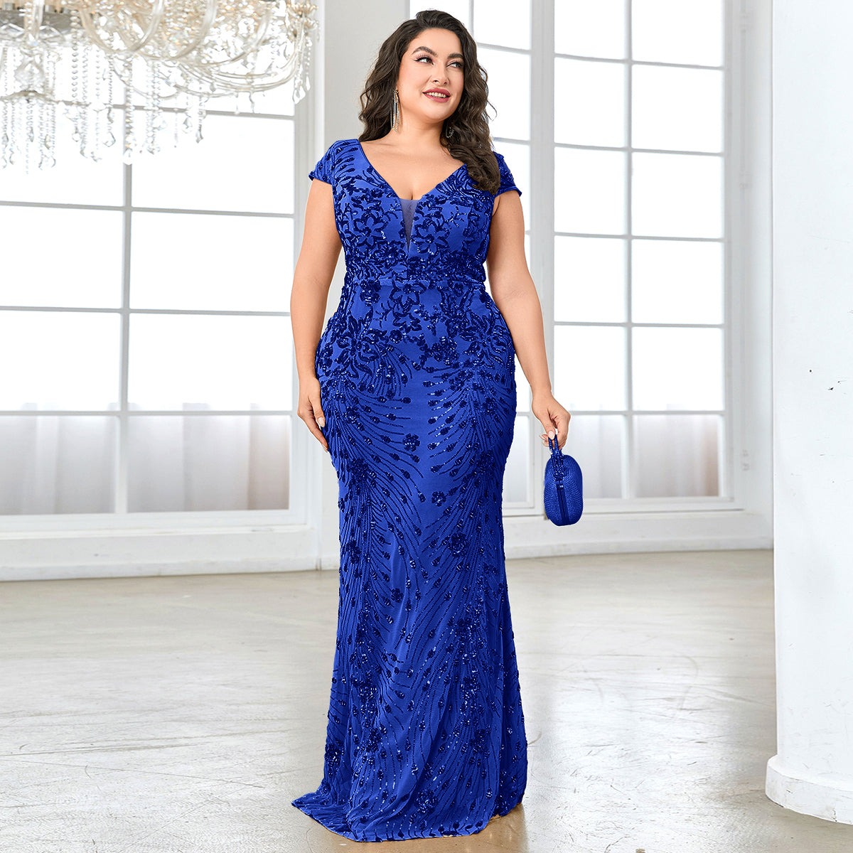 Plus Sequin Decor Mermaid Hem Party Dress | XUIBOL