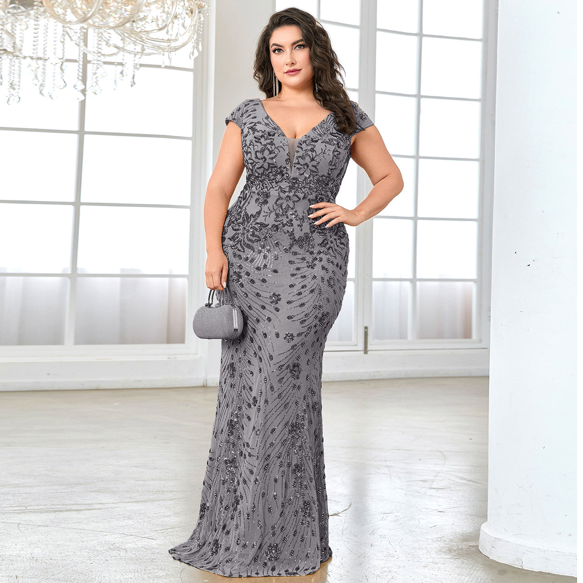 Plus Sequin Decor Mermaid Hem Party Dress | XUIBOL