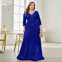 Sleeves Sequins Evening Dress