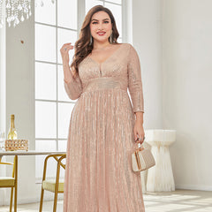 Plus Plunging Neck Sequin Party Dress