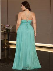 Plus Size Mint Green Sparkly Tulle Evening Dress
