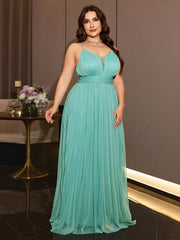 Plus Size Mint Green Sparkly Tulle Evening Dress