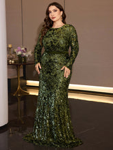 Olive Green Sequin Mermaid Evening Gown