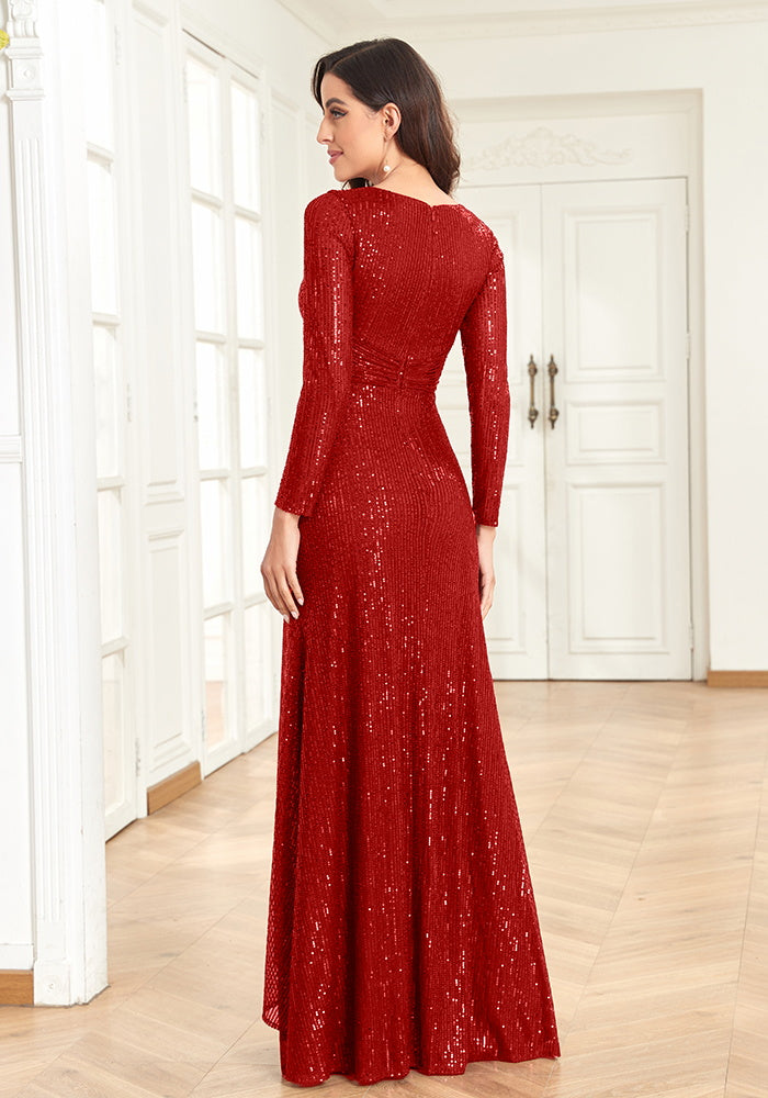 Beaded V-neck Elegant Evening Dresses | XUIBOL