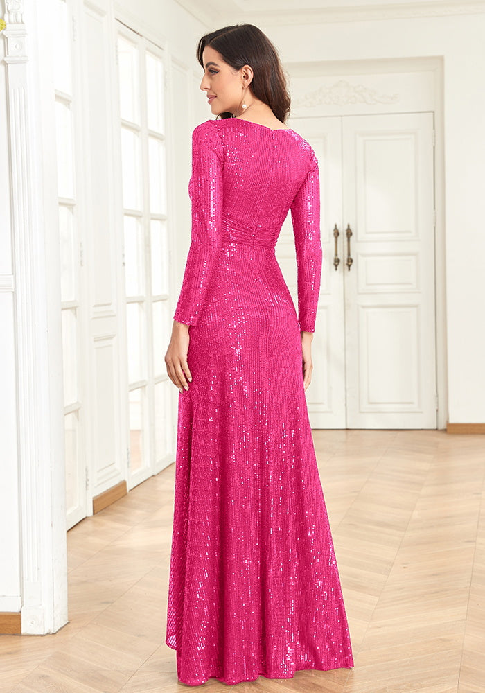 Beaded V-neck Elegant Evening Dresses | XUIBOL