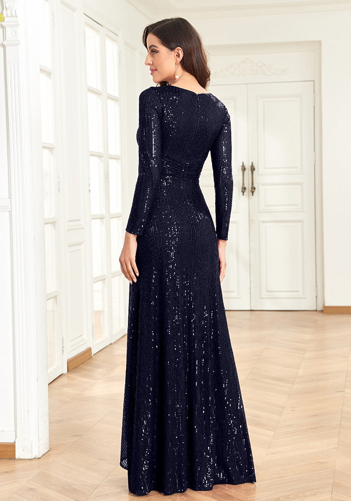 Beaded V-neck Elegant Evening Dresses | XUIBOL