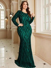 Royal Blue Lace Pocket Plus‑Size Mermaid Evening Dress