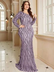 Royal Blue Lace Pocket Plus‑Size Mermaid Evening Dress