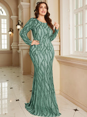 Royal Blue Lace Pocket Plus‑Size Mermaid Evening Dress