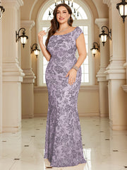 Navy Blue Floral Sequin Off‑Shoulder Sheath Maxi Gown