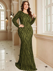 Royal Blue Lace Pocket Plus‑Size Mermaid Evening Dress