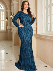 Royal Blue Lace Pocket Plus‑Size Mermaid Evening Dress