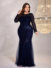 Plus Size Sequin Mesh Stitching Dress