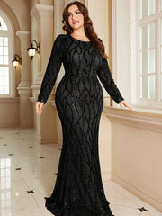 Royal Blue Lace Pocket Plus‑Size Mermaid Evening Dress