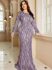 Royal Blue Lace Pocket Plus‑Size Mermaid Evening Dress