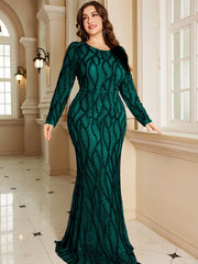 Royal Blue Lace Pocket Plus‑Size Mermaid Evening Dress