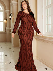 Royal Blue Lace Pocket Plus‑Size Mermaid Evening Dress